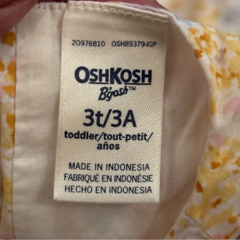 OshKosh B'gosh Floral Toddler Dress in Yellow and Pink 3T Spring Summer Easter - Picture 7 of 8